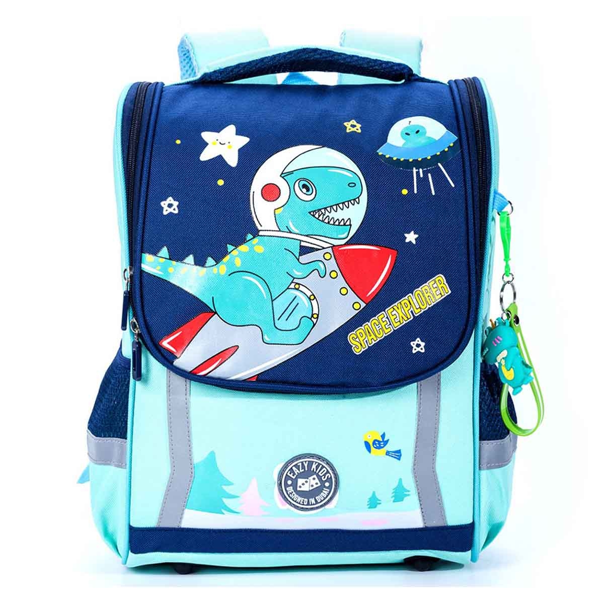 Eazy Kids Green Dino in Space School Bag Unisex, 3-4 Years