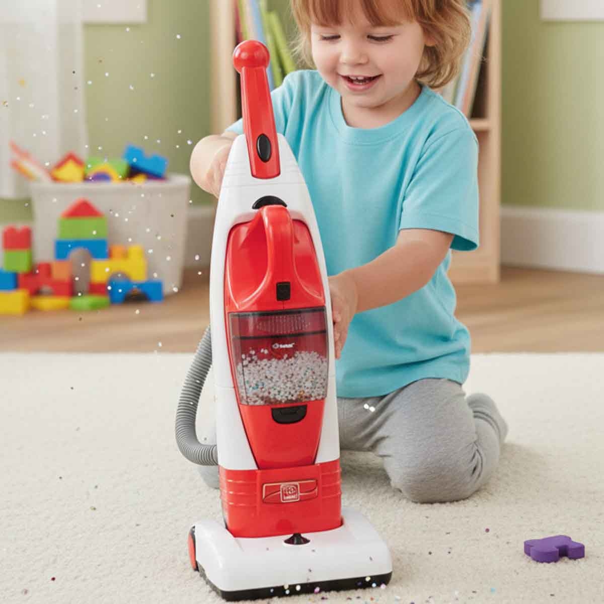 ريد بوكس لعبة مكنسة كهربائية 2 في 1 للعب التخيلي، للجنسين، من عمر 3 إلى 4 سنوات