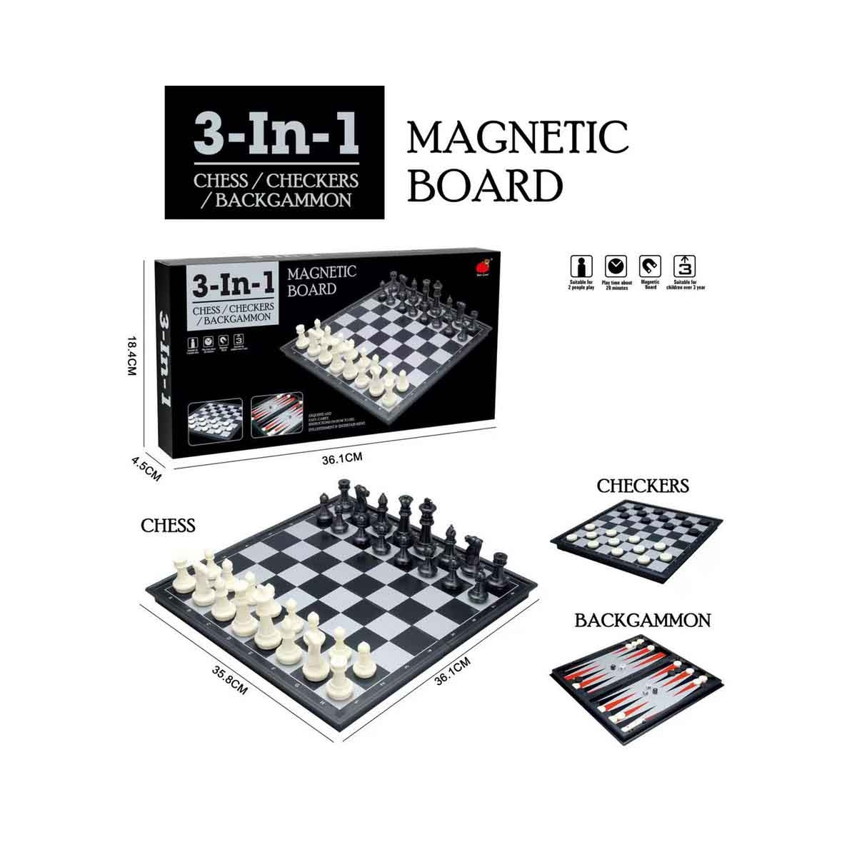 Xiong Pai Toys 3-in-1 Chess Magnetic Board Game Unisex, 3-4 Years