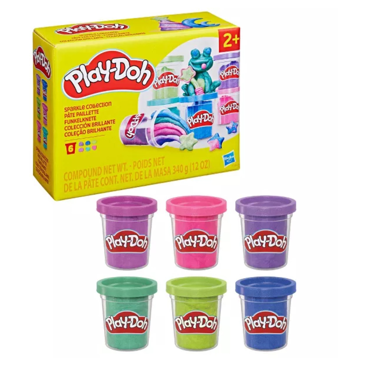 بلاي-دو مجموعة عجينة متلألئة للجنسين، 3-4 سنوات، مجموعة من 6