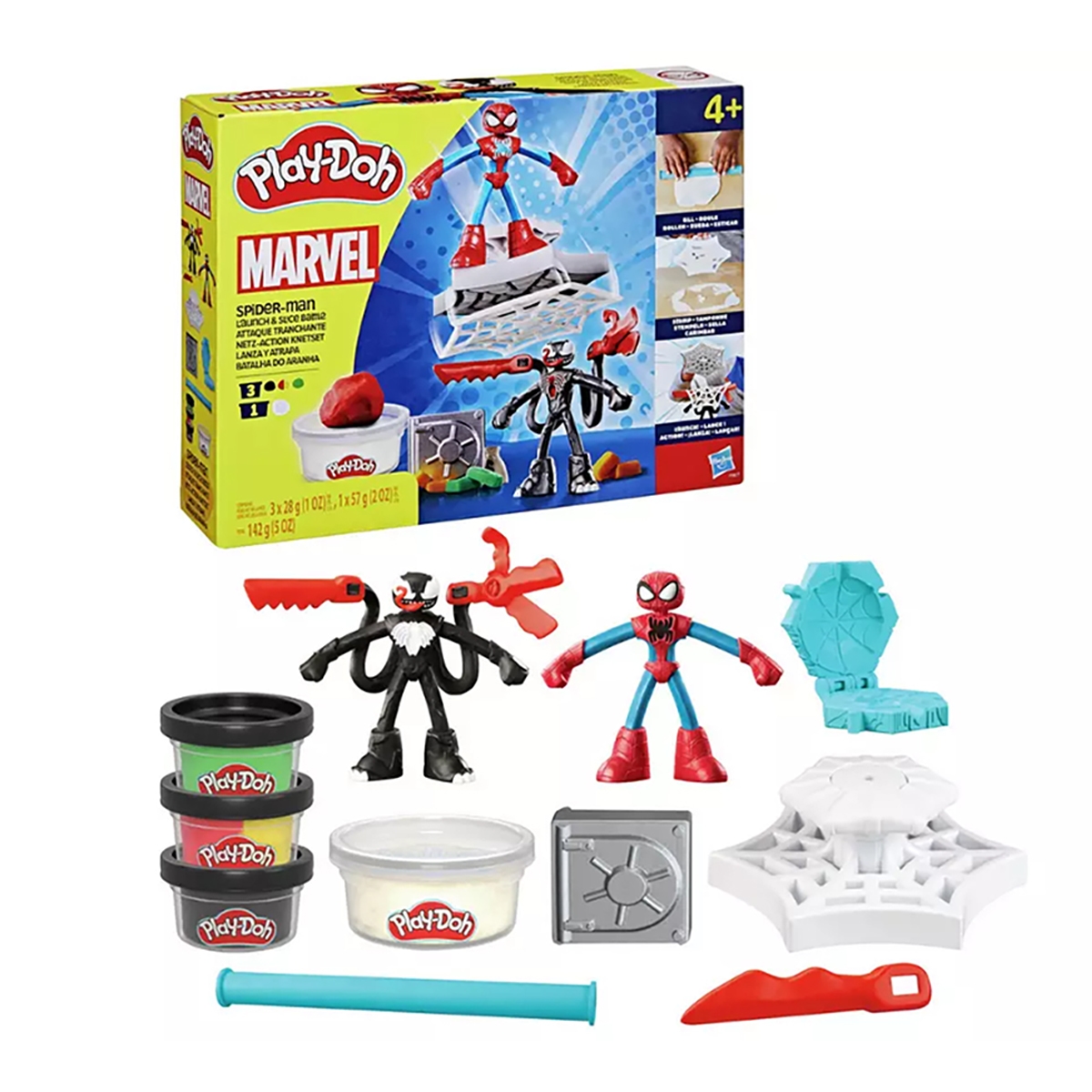 Hasbro Play-Doh Spiderman Launch And Slice Battle Action Figure Set Unisex, 5-7 Years