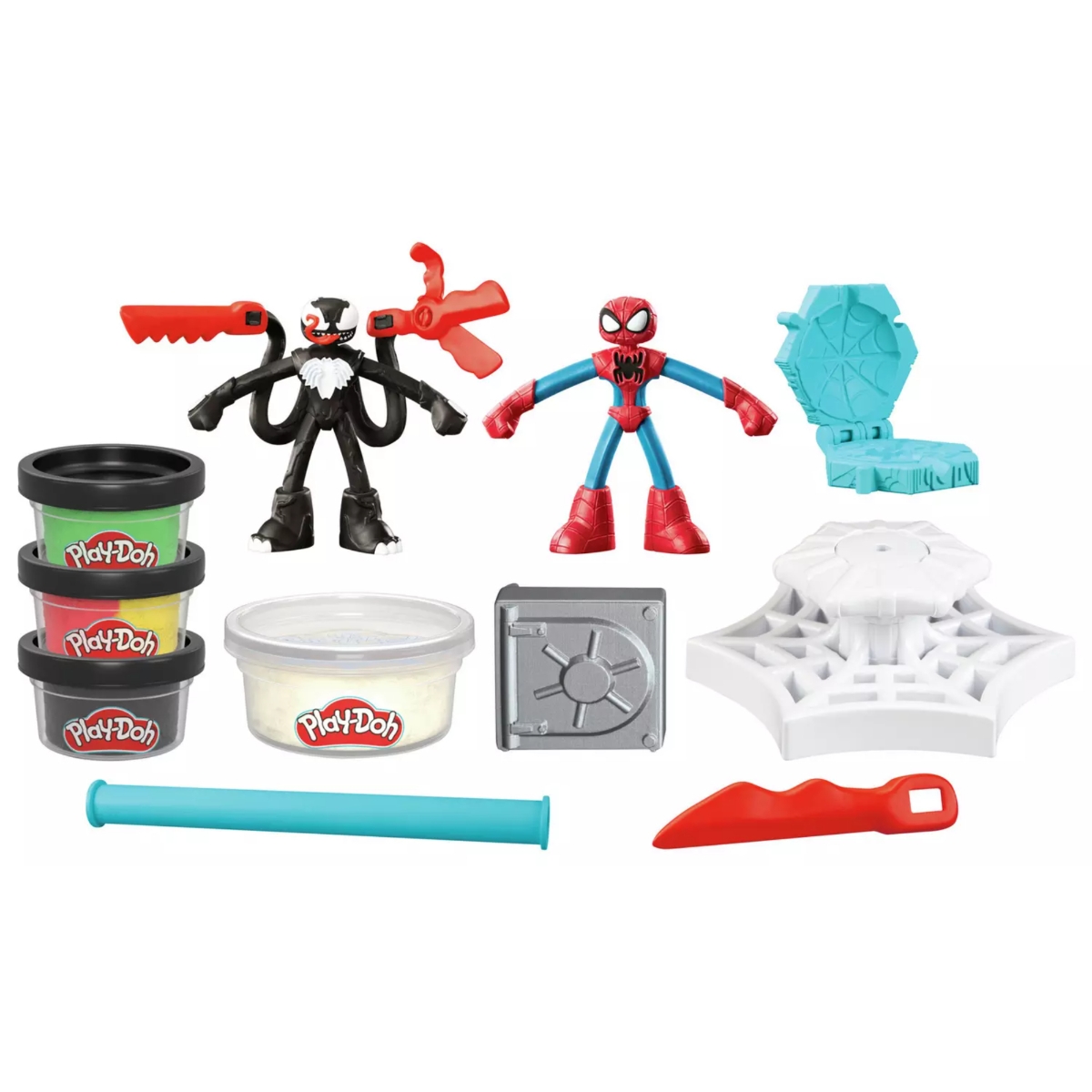 Hasbro Play-Doh Spiderman Launch And Slice Battle Action Figure Set Unisex, 5-7 Years