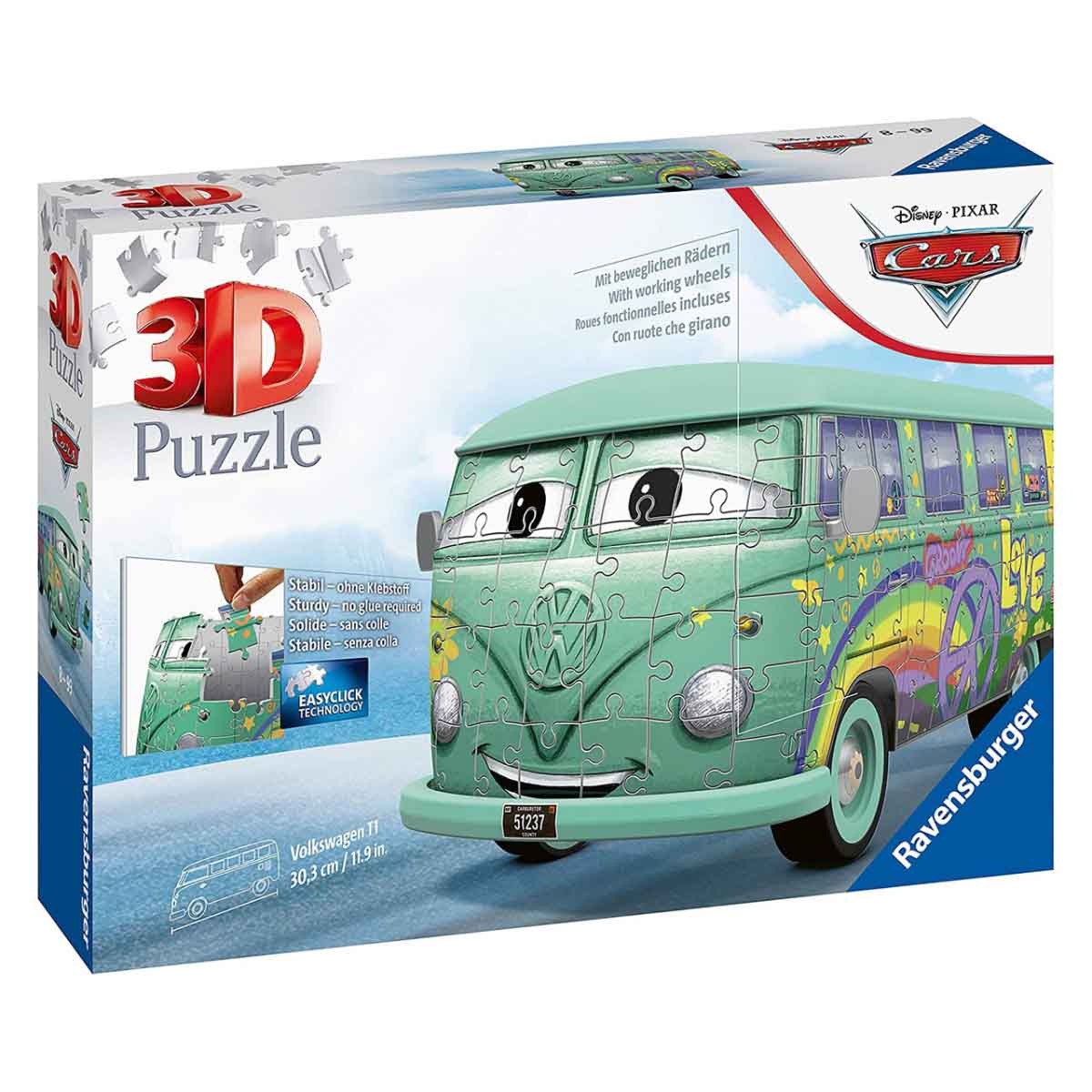 Ravensburger Volkswagen Bus T1 Pixar Cars 3D Puzzle Unisex, 8-10 Years