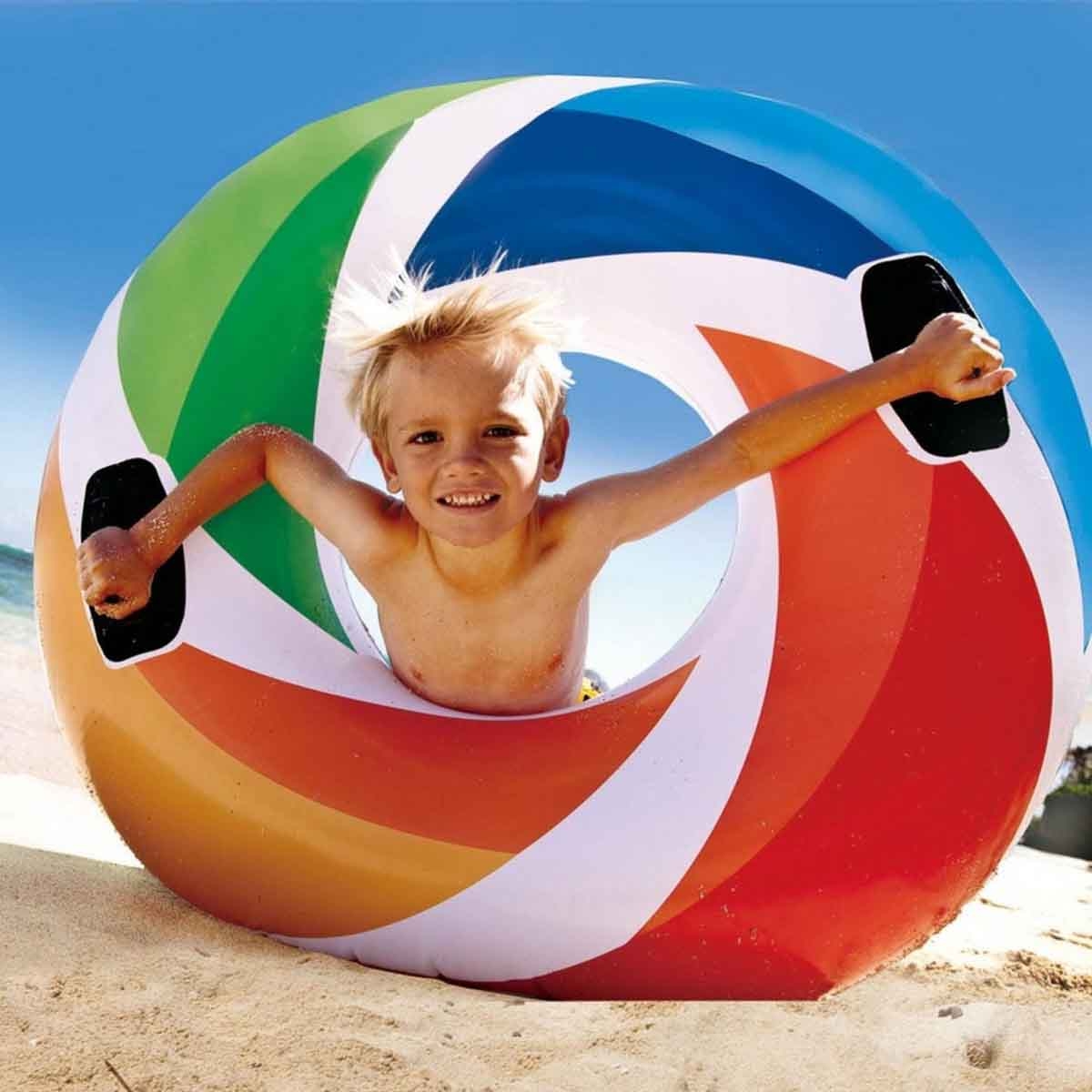 إنتكس عوامة مسبح دائرية منوّعة بنقشة دوّامية للجنسين، من 3 إلى 4 سنوات