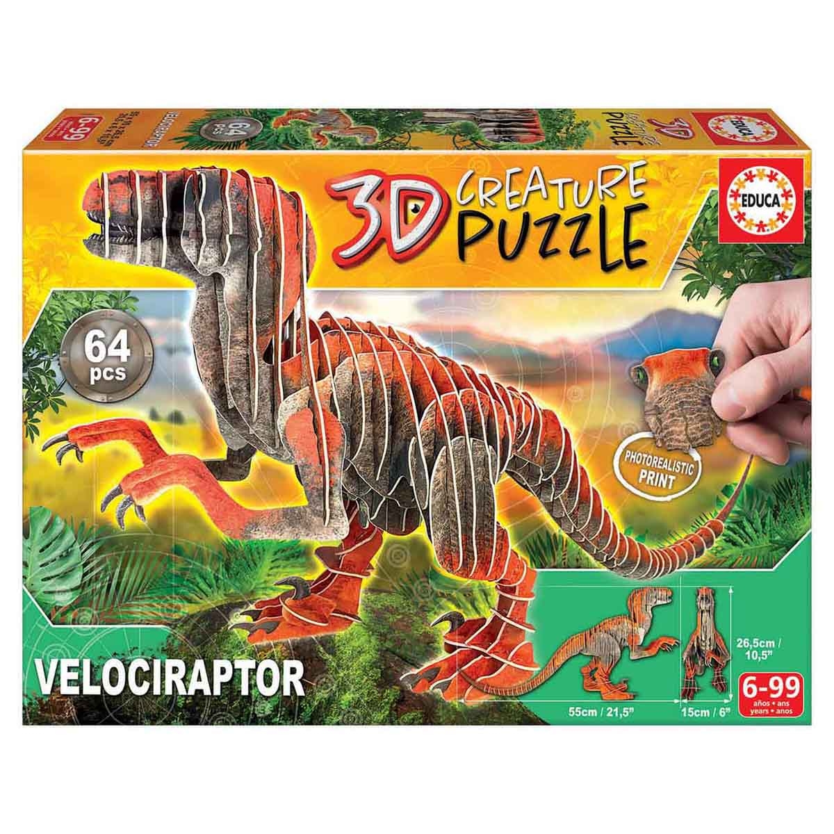 إديوكا أحجية مجسمة ثلاثية الأبعاد لفيلوسيرابتور للجنسين، عمر 5-7 سنوات
