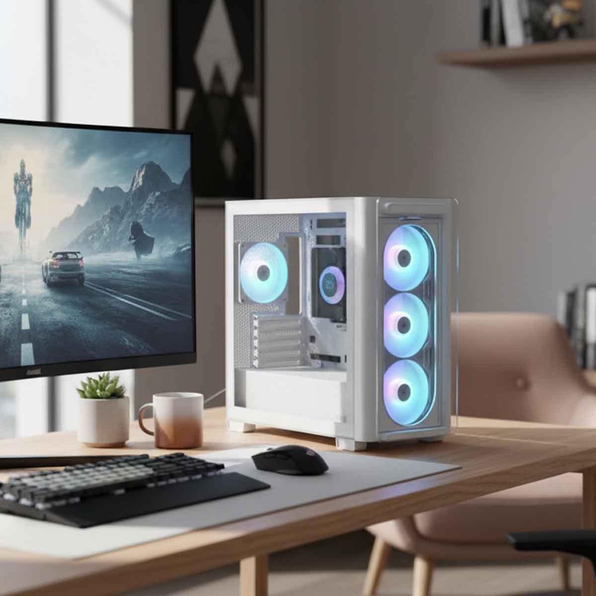 Asus White A23 Plus TG ARGB Mid-Tower Gaming PC Case