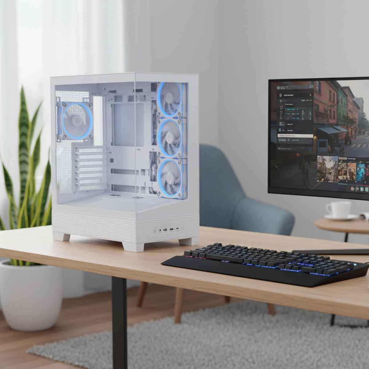 Asus White A31 Plus TG ARGB Mid-Tower Gaming PC Case