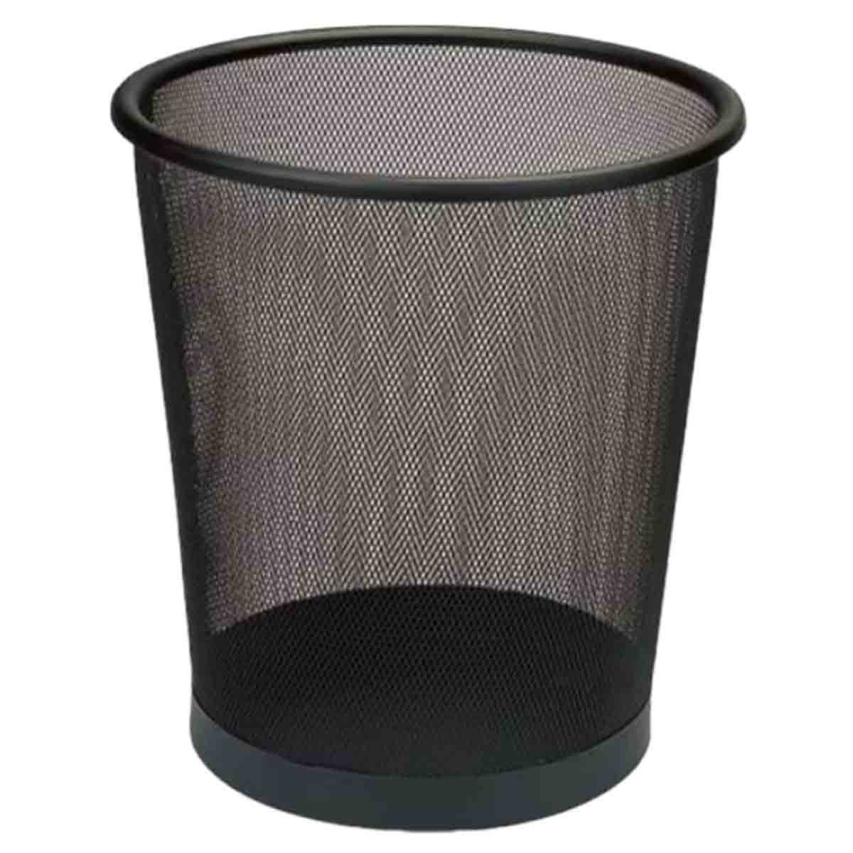 أطلس سلة نفايات شبكية معدنية - أسود