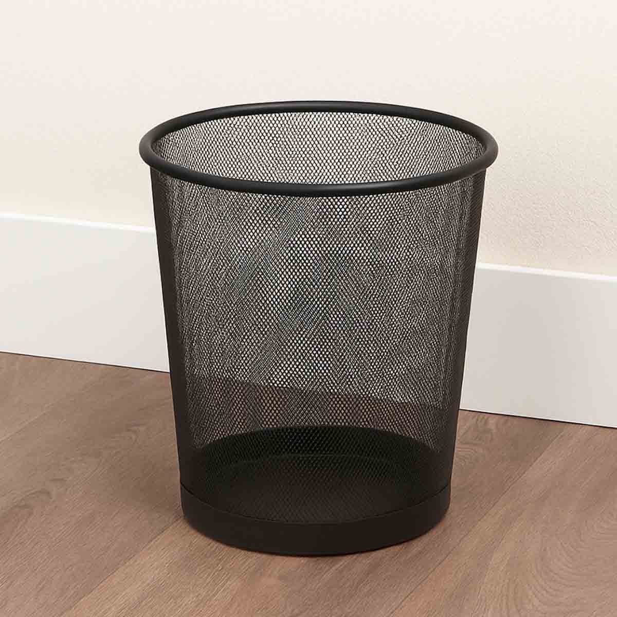 أطلس سلة نفايات شبكية معدنية - أسود