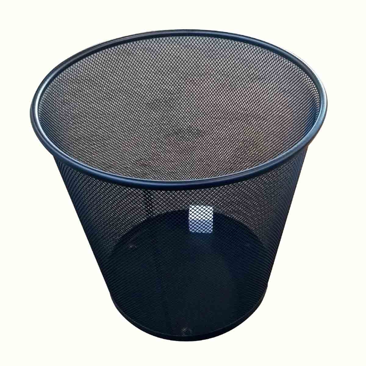 أطلس سلة نفايات شبكية معدنية - أسود