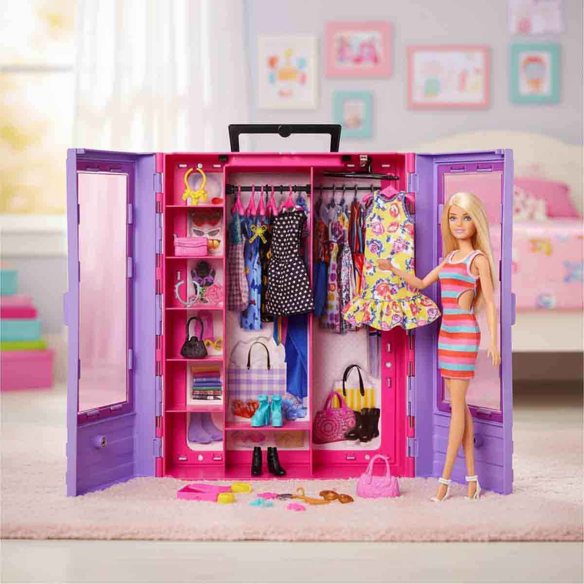باربي مجموعة خزانة الملابس القصوى مع الدمية للبنات، 3-4 سنوات