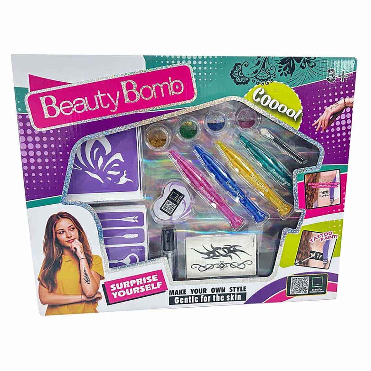 بيوتي بومب مجموعة تصميم تاتو تجميلية للبنات، من عمر ‎3-4‎ سنوات