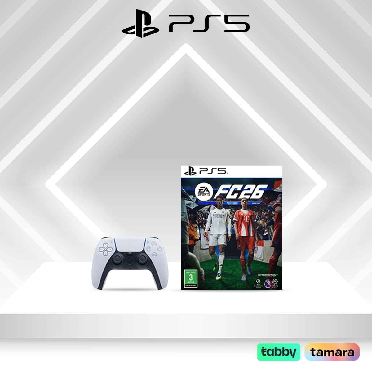 Sony DualSense Wireless Controller White for PS5 with FC26 Video Game Bundle