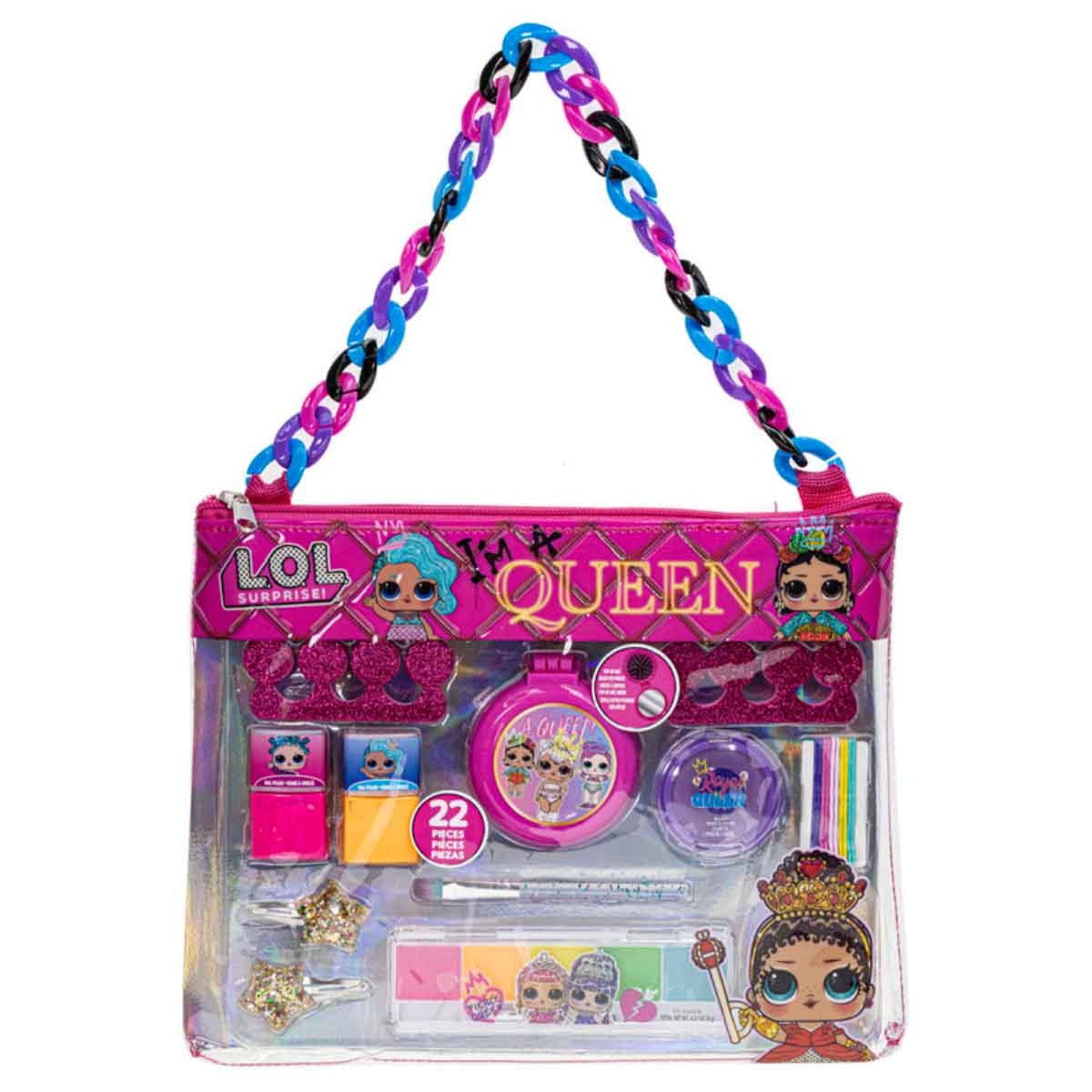 إل أو إل سربرايز حقيبة مكياج بسلسلة للبنات، من عمر 5-7 سنوات