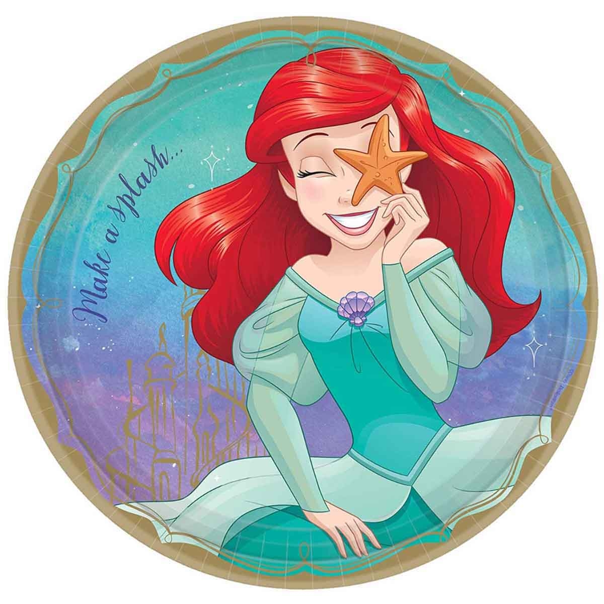 Disney Princess 8-Piece 9" Ariel Paper Plate Set