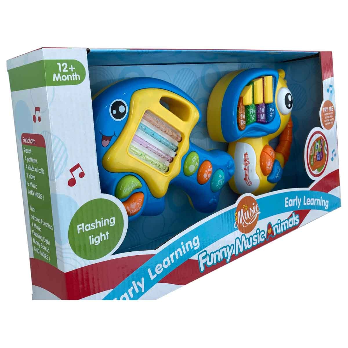 كوس جروب مجموعة حيوانات موسيقية بإضاءة وامضة متنوعة للأطفال، من عمر 0 إلى 2 سنة