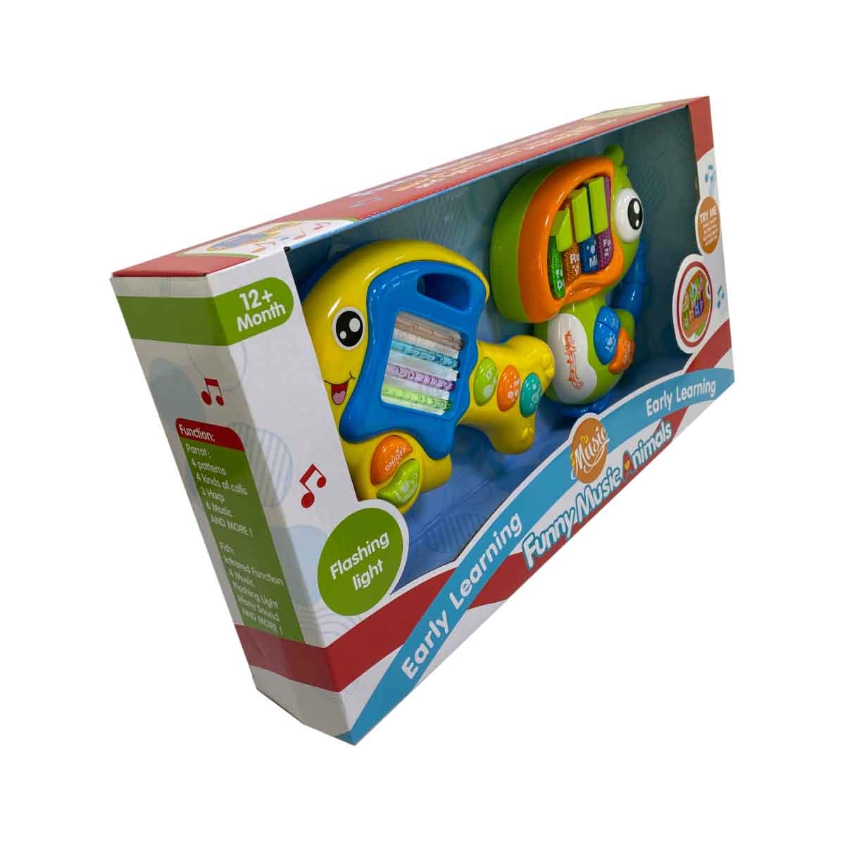 كوس جروب مجموعة حيوانات موسيقية بإضاءة وامضة متنوعة للأطفال، من عمر 0 إلى 2 سنة