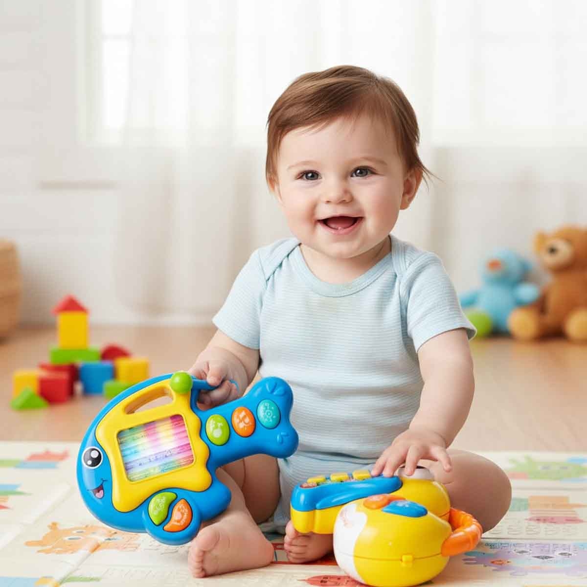 كوس جروب مجموعة حيوانات موسيقية بإضاءة وامضة متنوعة للأطفال، من عمر 0 إلى 2 سنة