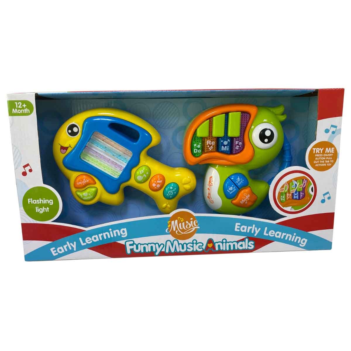 كوس جروب مجموعة حيوانات موسيقية بإضاءة وامضة متنوعة للأطفال، من عمر 0 إلى 2 سنة