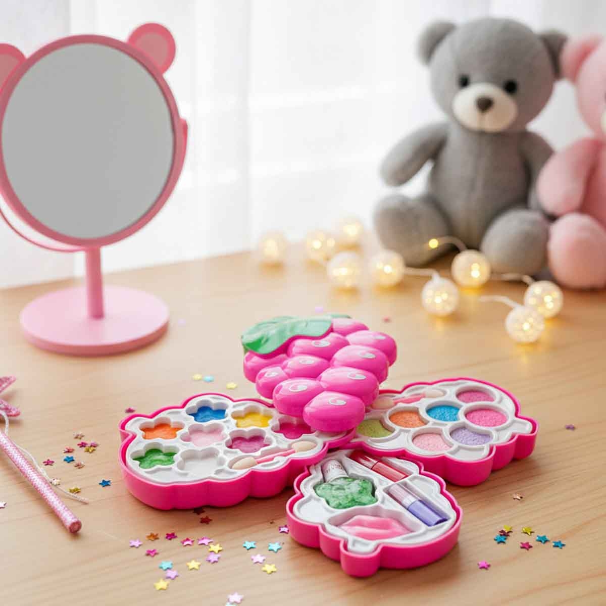 بيوتي أنجل طقم مكياج على شكل عنب، للبنات، من عمر 5 إلى 7 سنوات