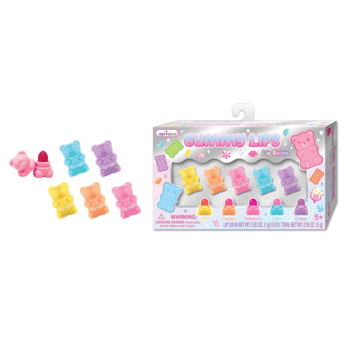 هوت فوكس مجموعة بلسم شفاه غامي ليبس للبنات، من عمر 5-7 سنوات