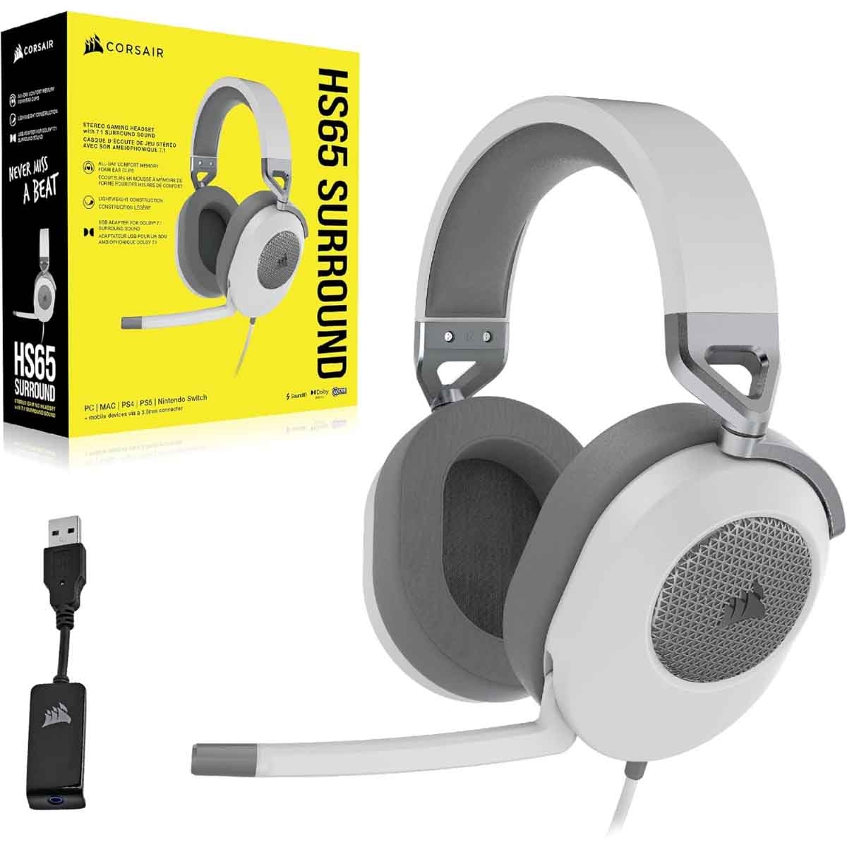 كورسير سماعة رأس سلكية للألعاب إتش إس65 بتقنية الصوت المحيطي