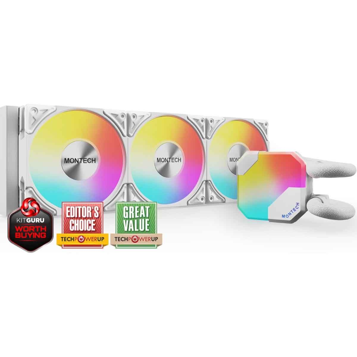 مونتيك مبرد سائل هايبر فلو ARGB 360 باللون الأبيض