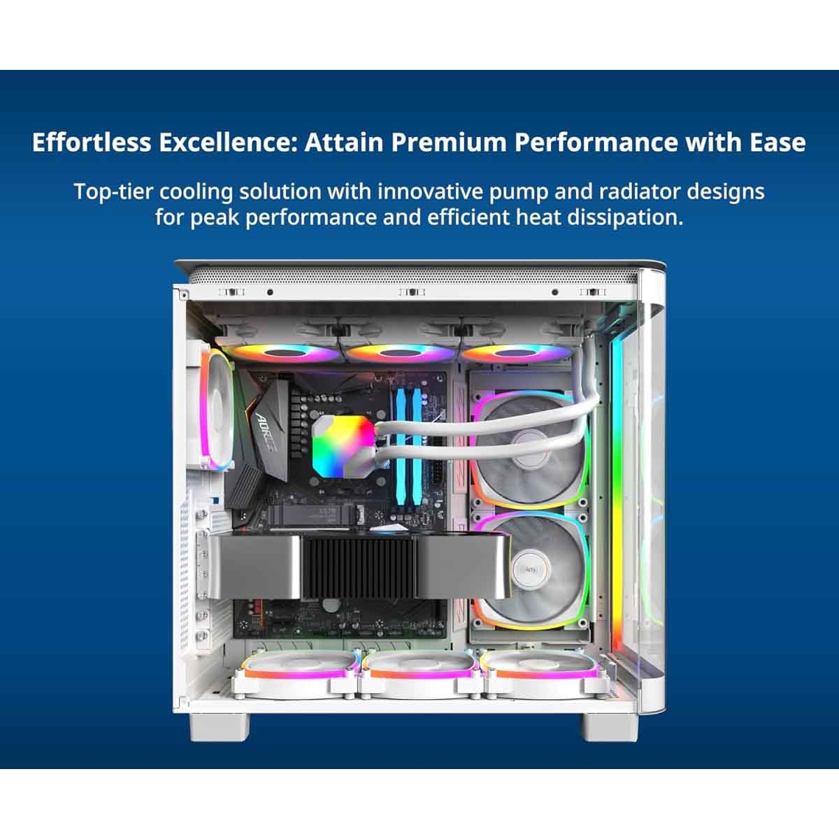 مونتيك مبرد سائل هايبر فلو ARGB 360 باللون الأبيض