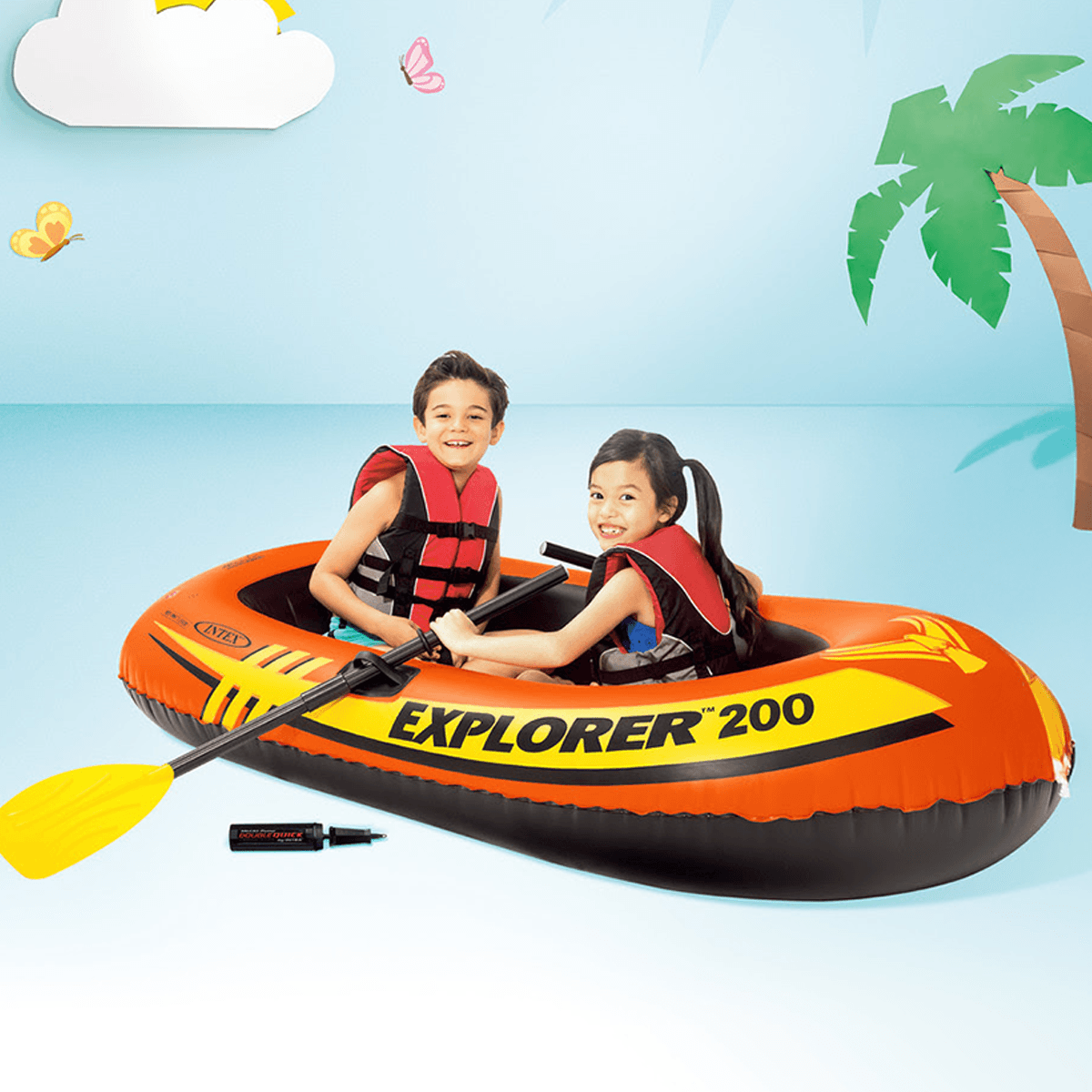 Intex Explorer 200 Boat Set Unisex, 5-7 Years