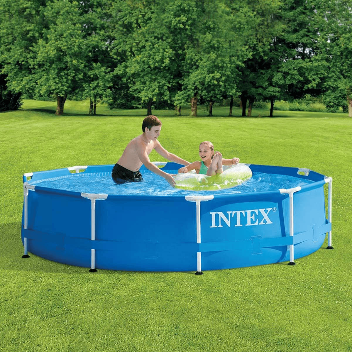 إنتكس مجموعة مسبح دائري بإطار معدني 120 إنش للجنسين، 5-7 سنوات