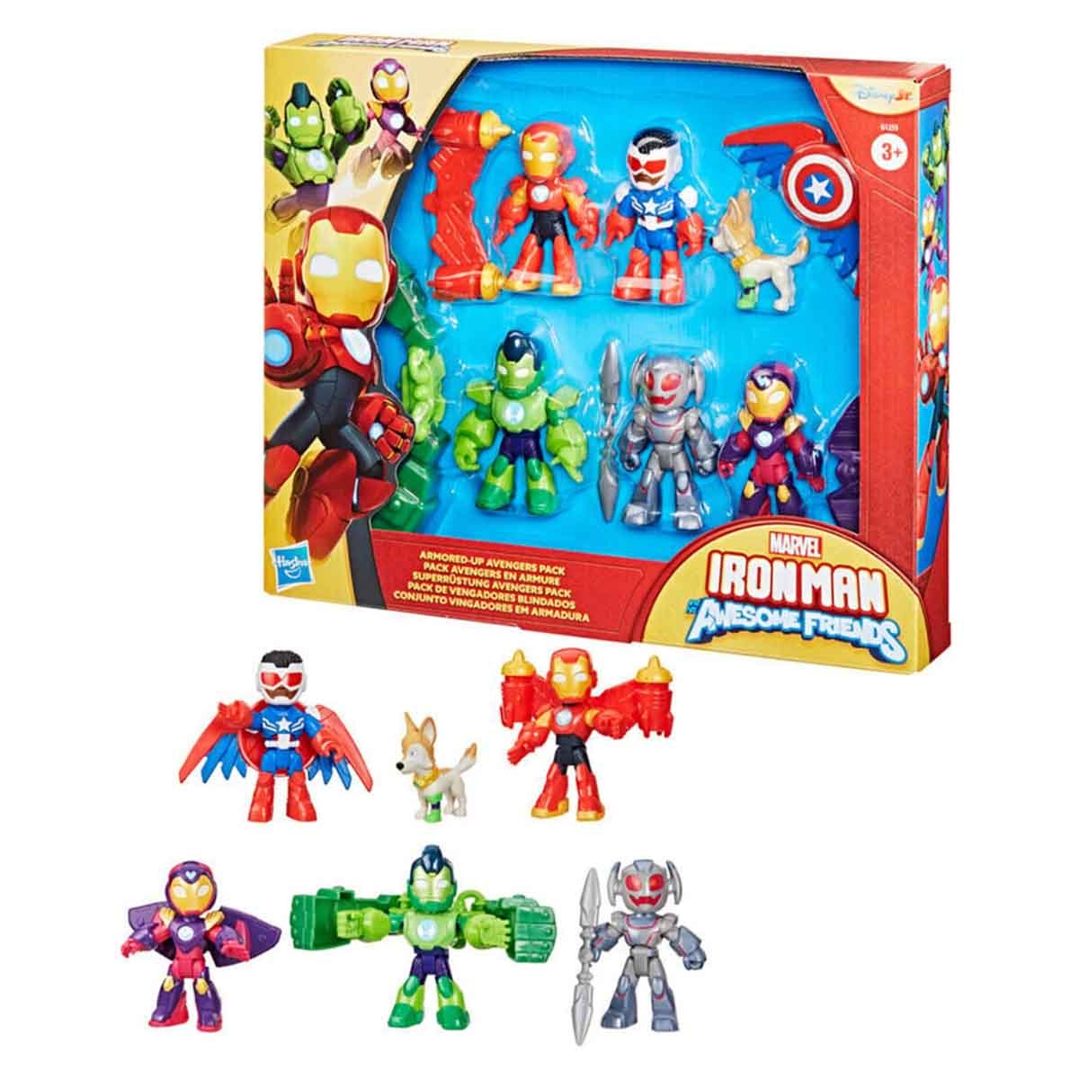 Iron Man & His Awesome Friends Marvel Armored-Up Avengers Action Figure Unisex, 3-4 Years, Pack of 5