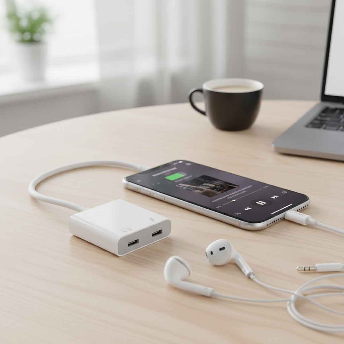 Jeebel White Dual USB-C Adapter