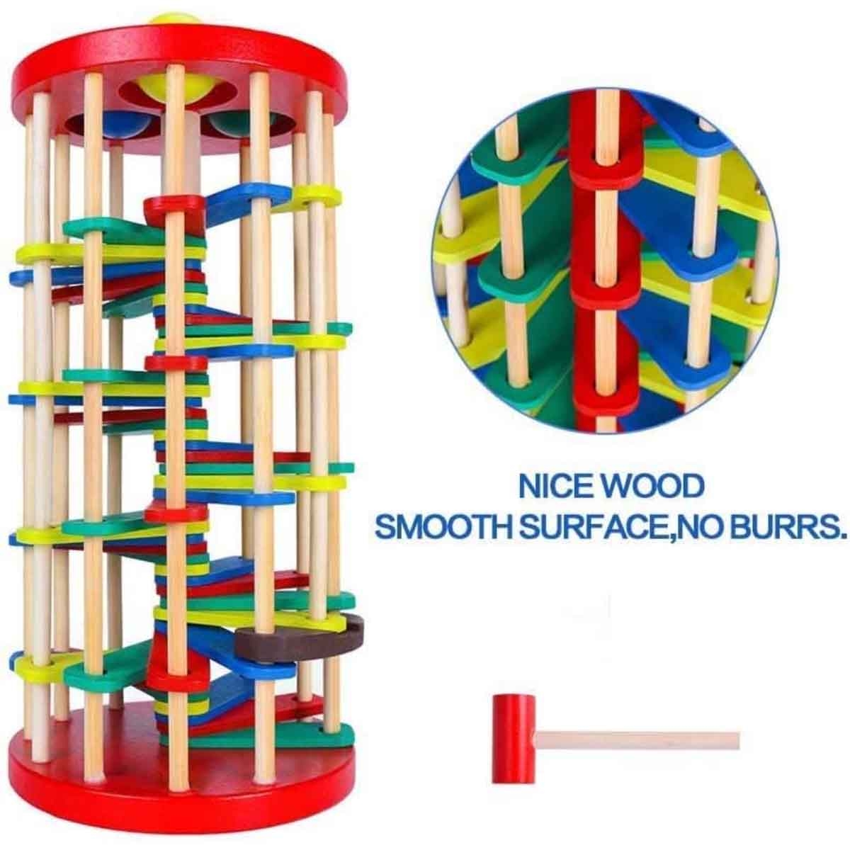 لعبة سلم ضرب الكرات الخشبية للأطفال، للجنسين، 3-4 سنوات