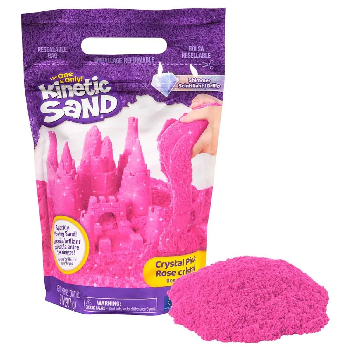 Kinetic Sand Twinkly Pink 2lb All-Natural Shimmering Play Sand Unisex, 3-4 Years