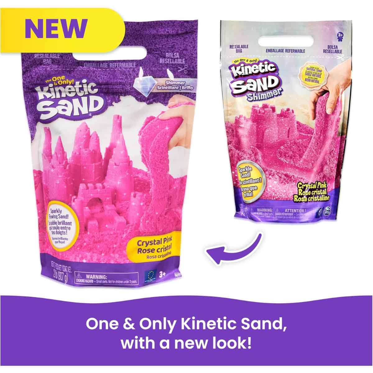 Kinetic Sand Twinkly Pink 2lb All-Natural Shimmering Play Sand Unisex, 3-4 Years