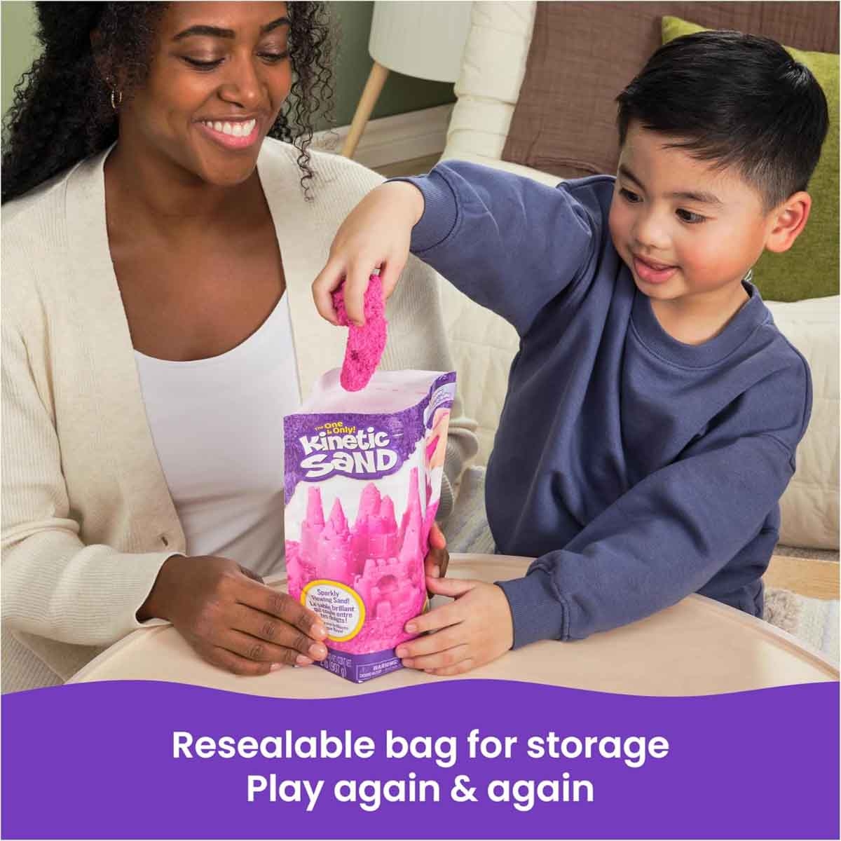 Kinetic Sand Twinkly Pink 2lb All-Natural Shimmering Play Sand Unisex, 3-4 Years