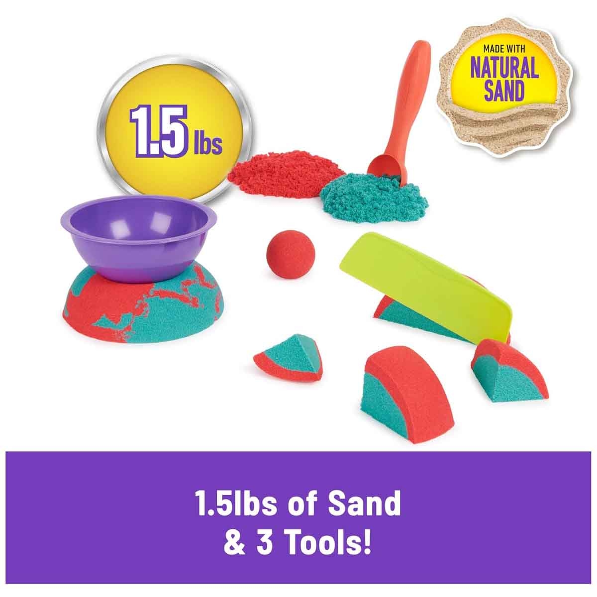 كينتيك سان رمل لعب أحمر وتيلي 1.5lb مع إكسسوارات للجنسين من 3 إلى 4 سنوات