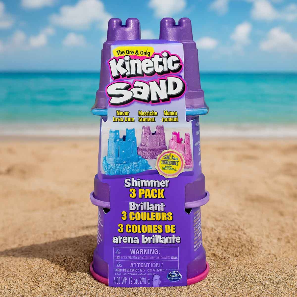 Kinetic Sand 4oz. Shimmering Sand with Sandcastle Molds Unisex, 3-4 Years