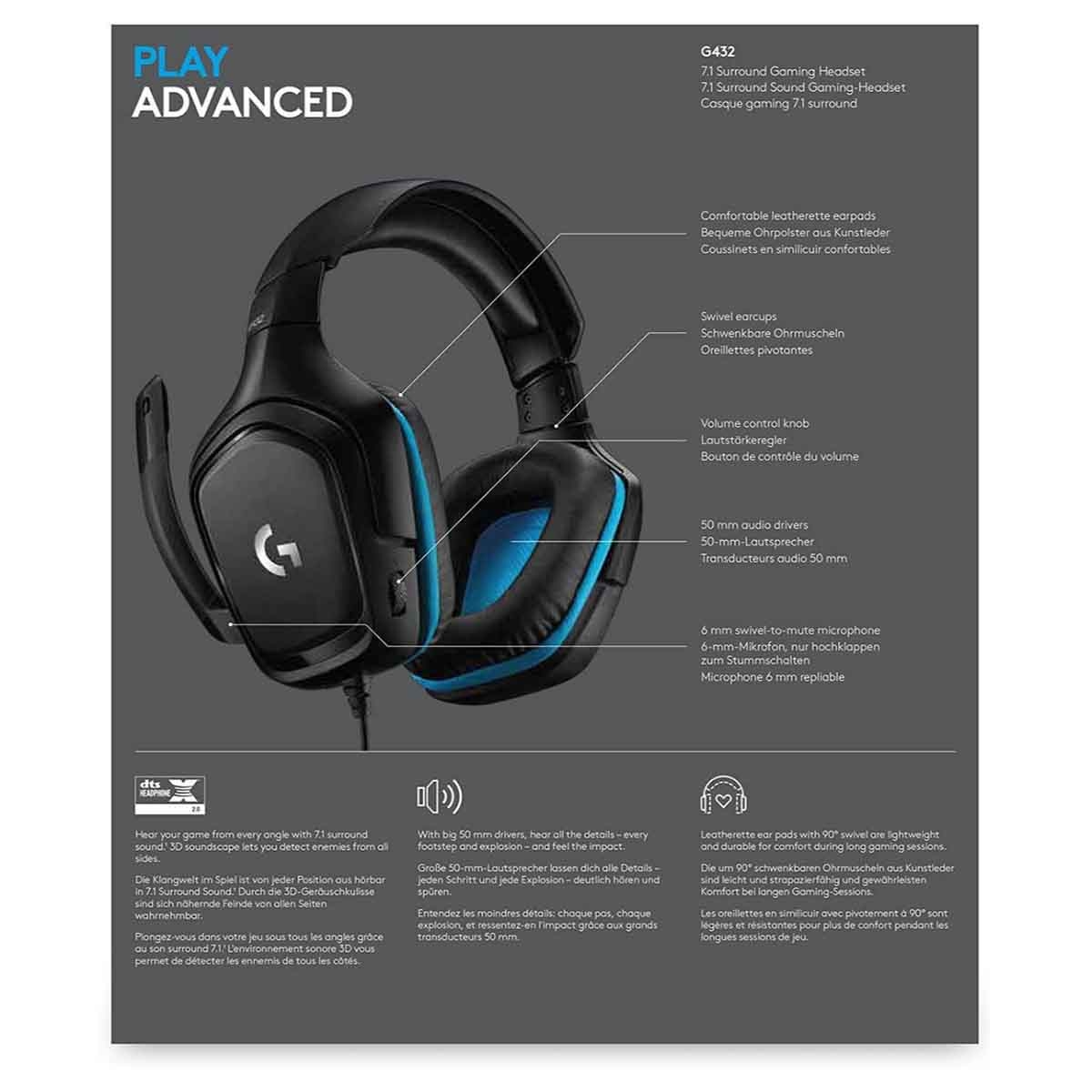 Logitech Black G432 Wired Gaming Headset