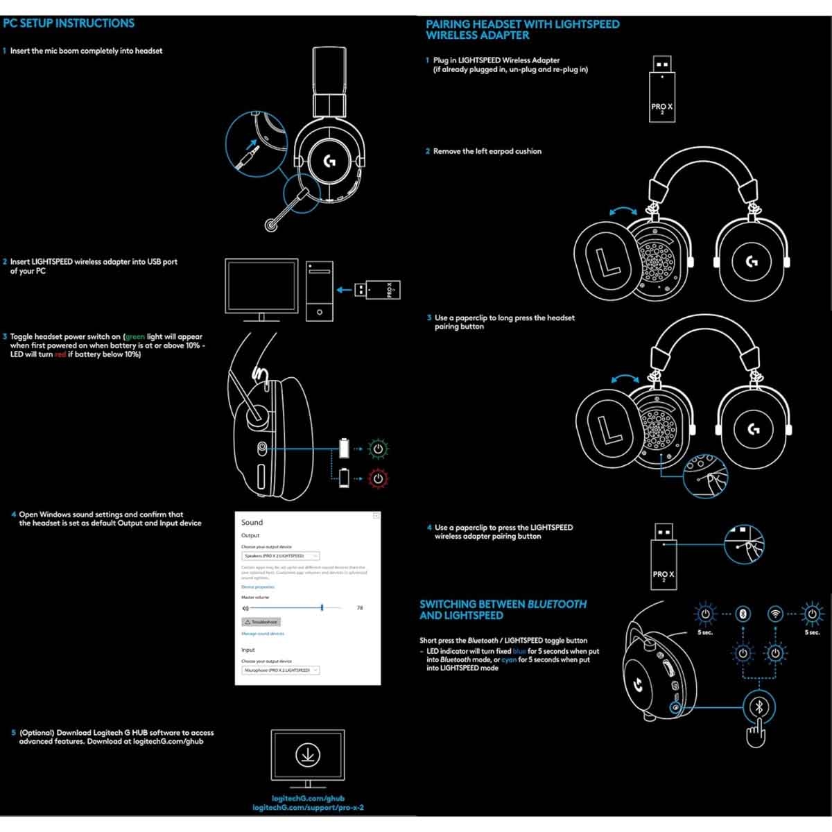 Logitech Black G Pro Wireless Gaming Headset