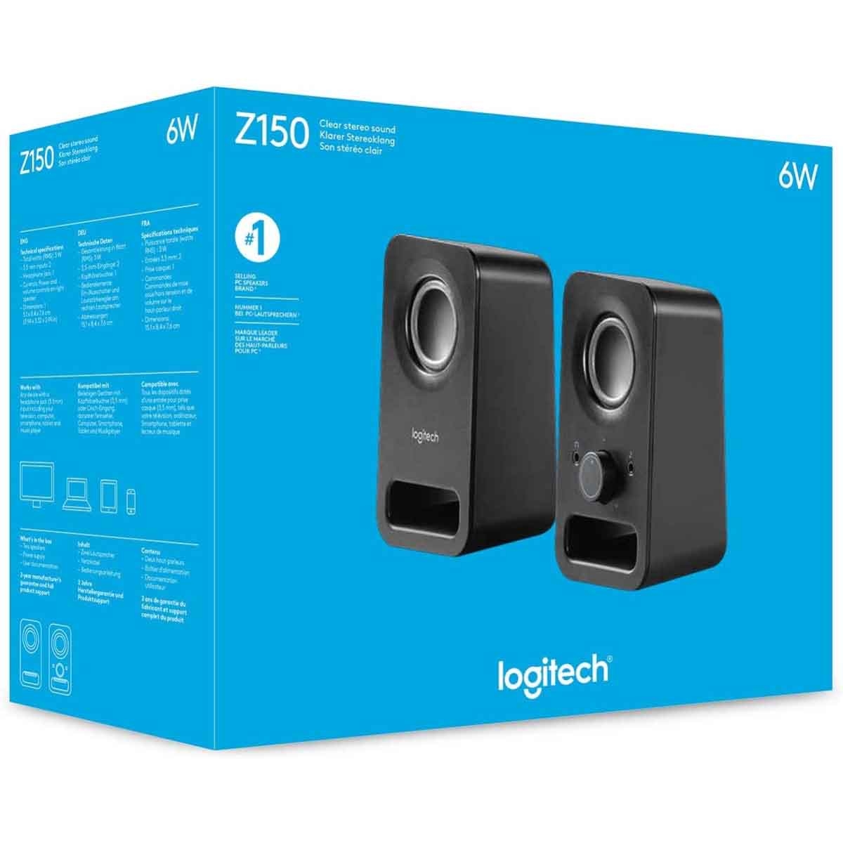 Logitech Midnight Black Z150 Compact Multimedia Stereo Speakers