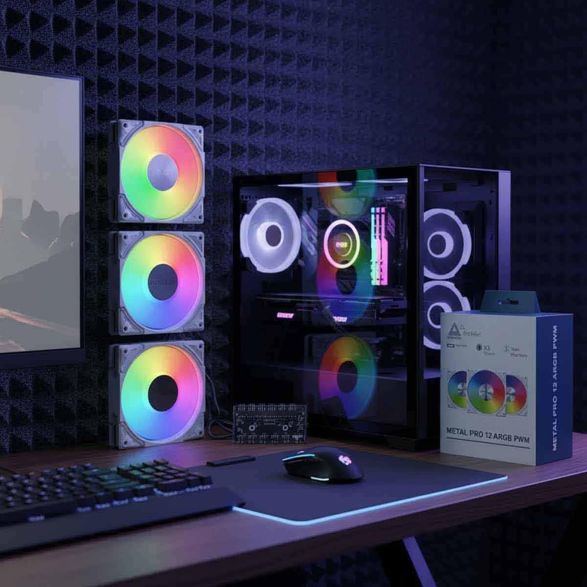 مونتك ميتال برو 12 أبيض مروحة تبريد 3 في 1