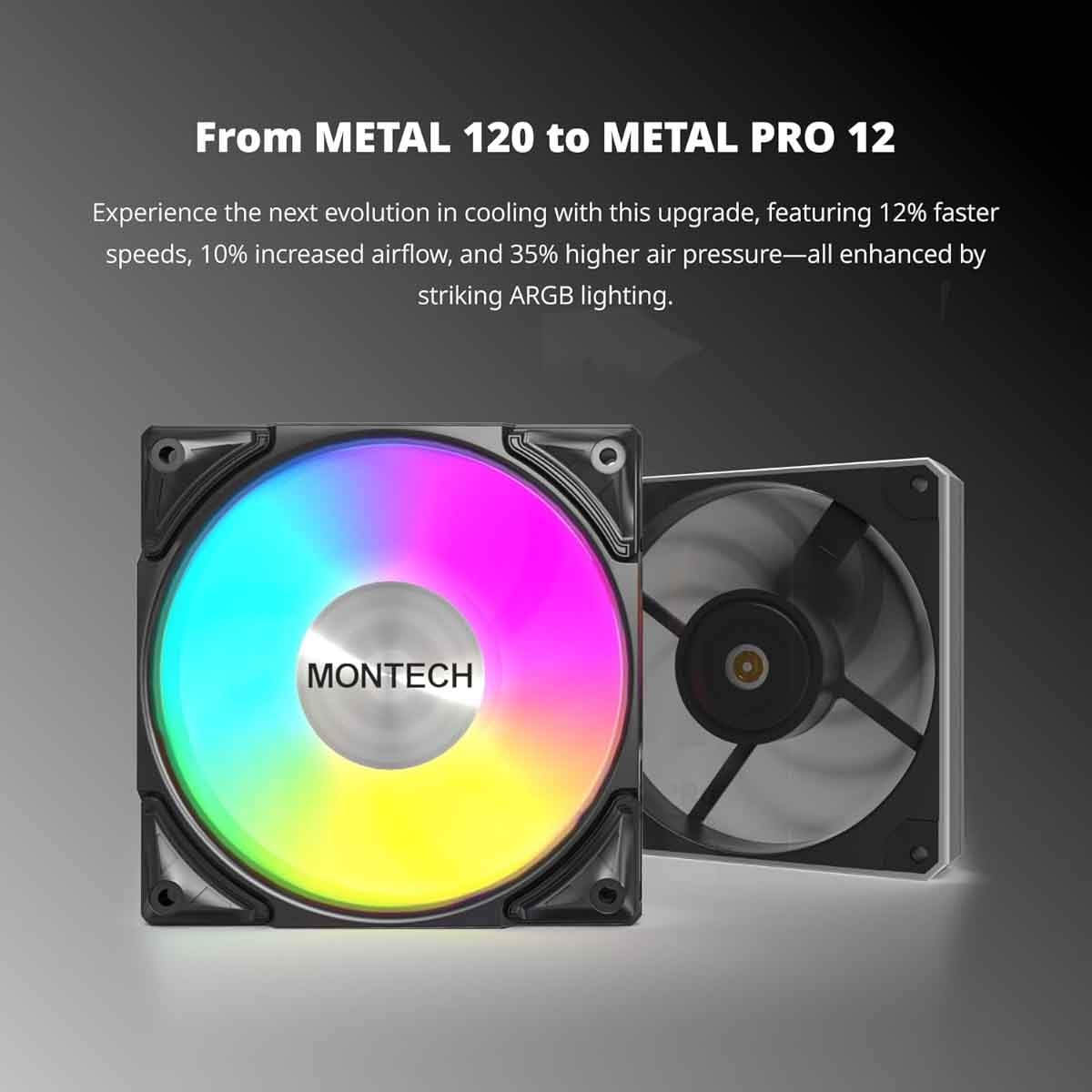 مونتك ميتال برو 12 أسود ARGB مروحة تبريد