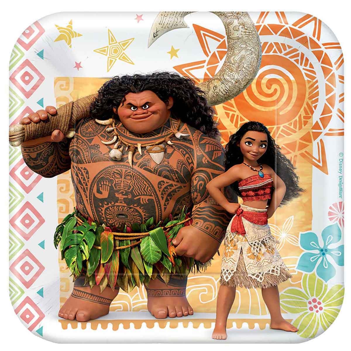 Moana 8-Piece 7" Square Paper Plate Set