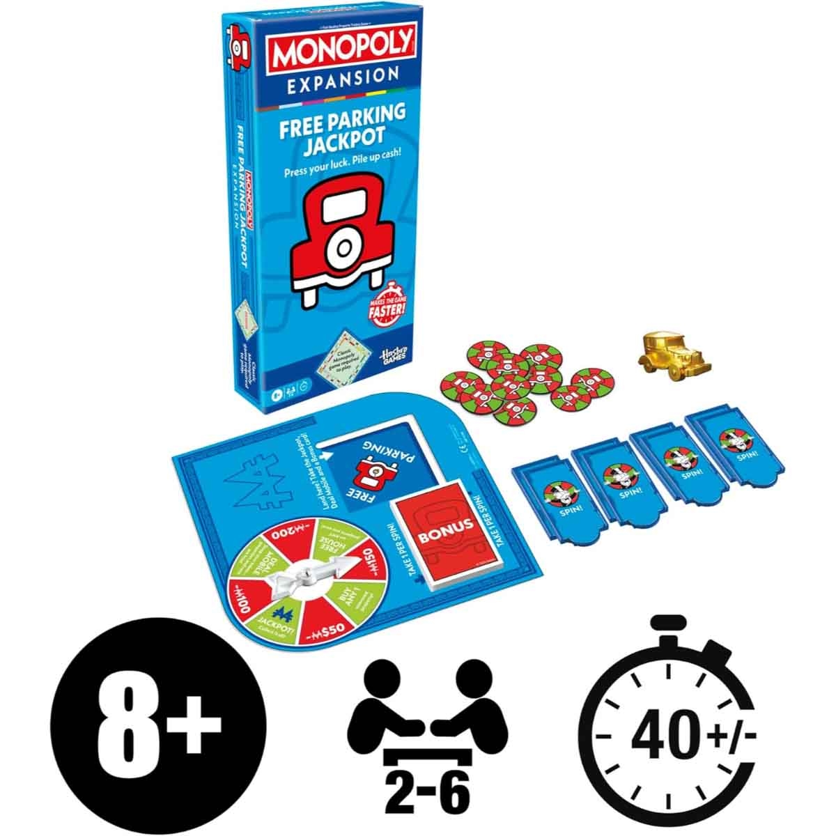 Monopoly Free Parking Jackpot Game Unisex, 8-10 Years