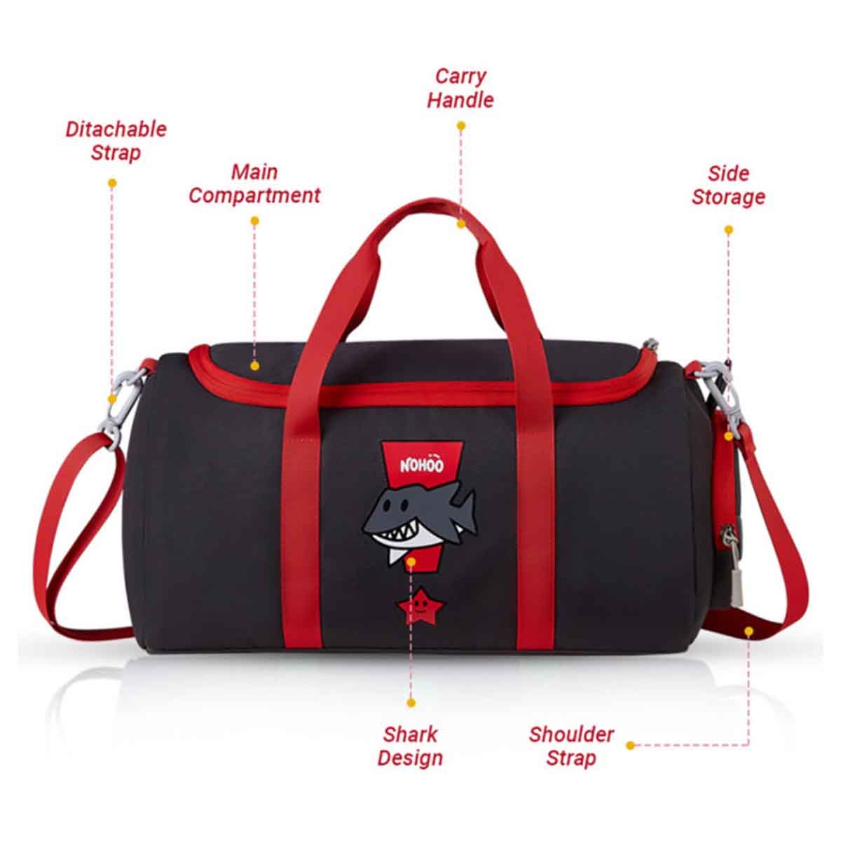 نوهو حقيبة كتف للأطفال على شكل سمكة قرش باللون الرمادي