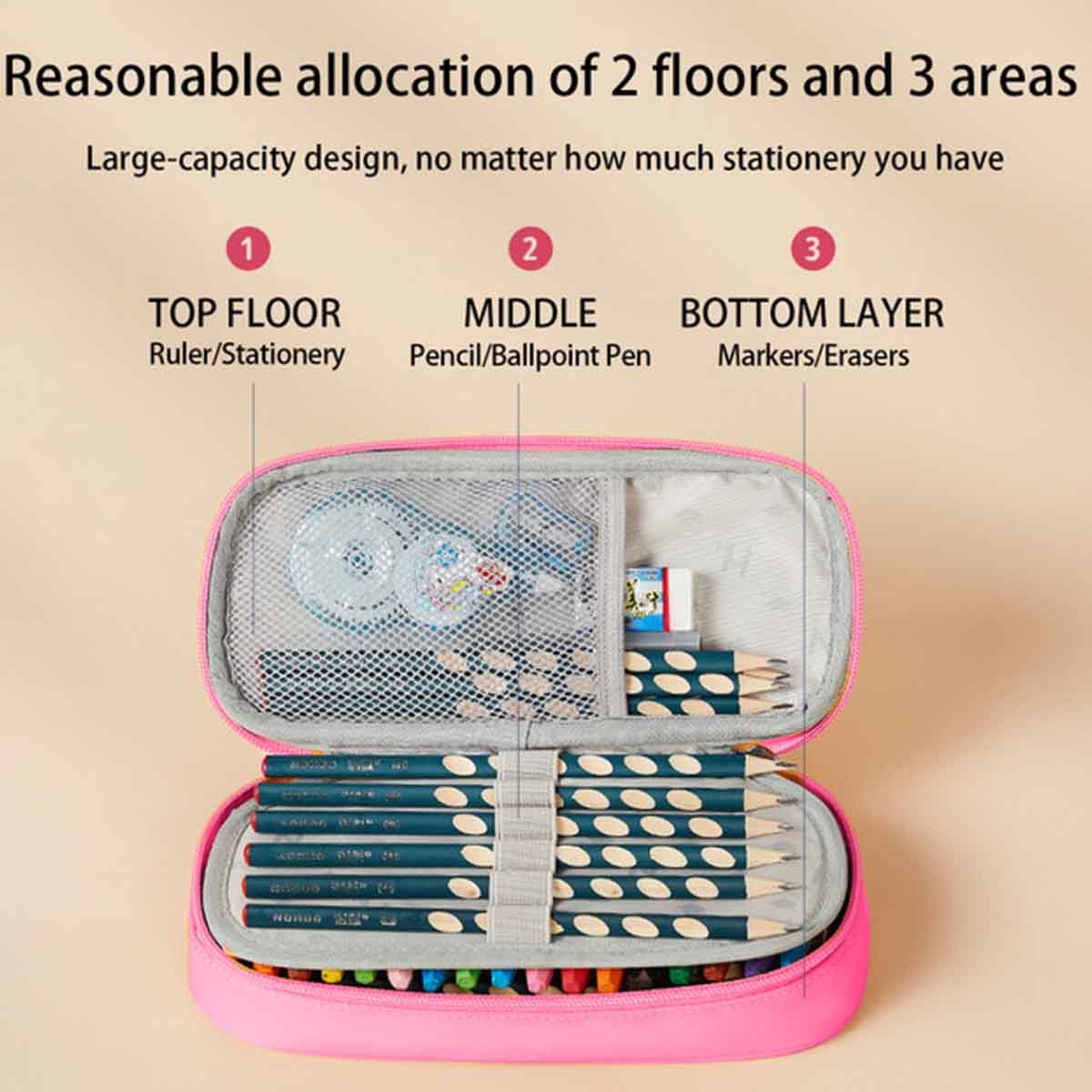 نوهو حافظة أقلام باللون الوردي بتصميم أرنب