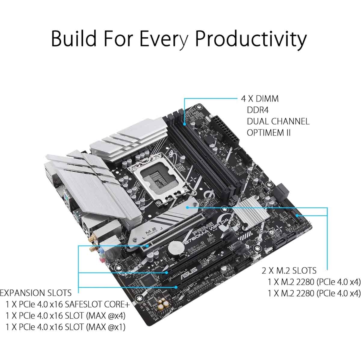 ASUS Prime B760M-A WiFi DDR4 Gaming Motherboard