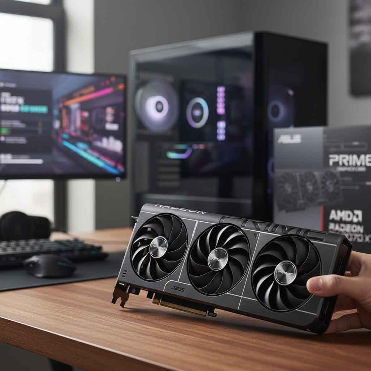 أسوس بطاقة رسومات برايم آر إكس 9070 إكس تي أوفر كلوك 16 جيجابايت