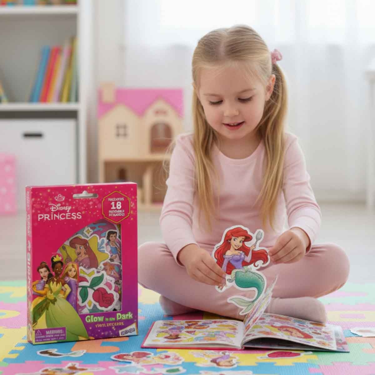 ديزني برينسيس ملصقات تتوهج في الظلام للأطفال بعمر 3-4 سنوات